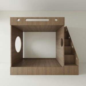 Giường tầng gỗ MDF màu óc chó GTTD04