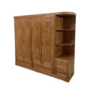 Tủ Quần Áo 4 Cánh Gỗ Hương Xám Có Kệ Góc BN32