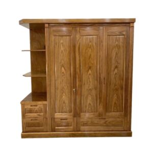 Tủ Quần Áo Gỗ Hương Xám 3 Cánh Có Kệ Góc BN34