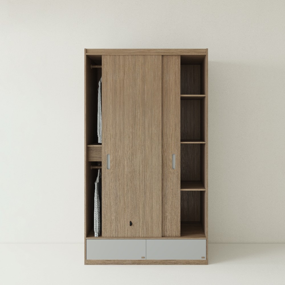 Tủ Quần Áo Gỗ Công Nghiệp MDF Cửa Lùa TATD22 3 tu quan ao go cong nghiep mdf cua lua tatd2201